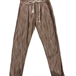 Striped Drawstring Lounge Pants - Brown & Cream.0310